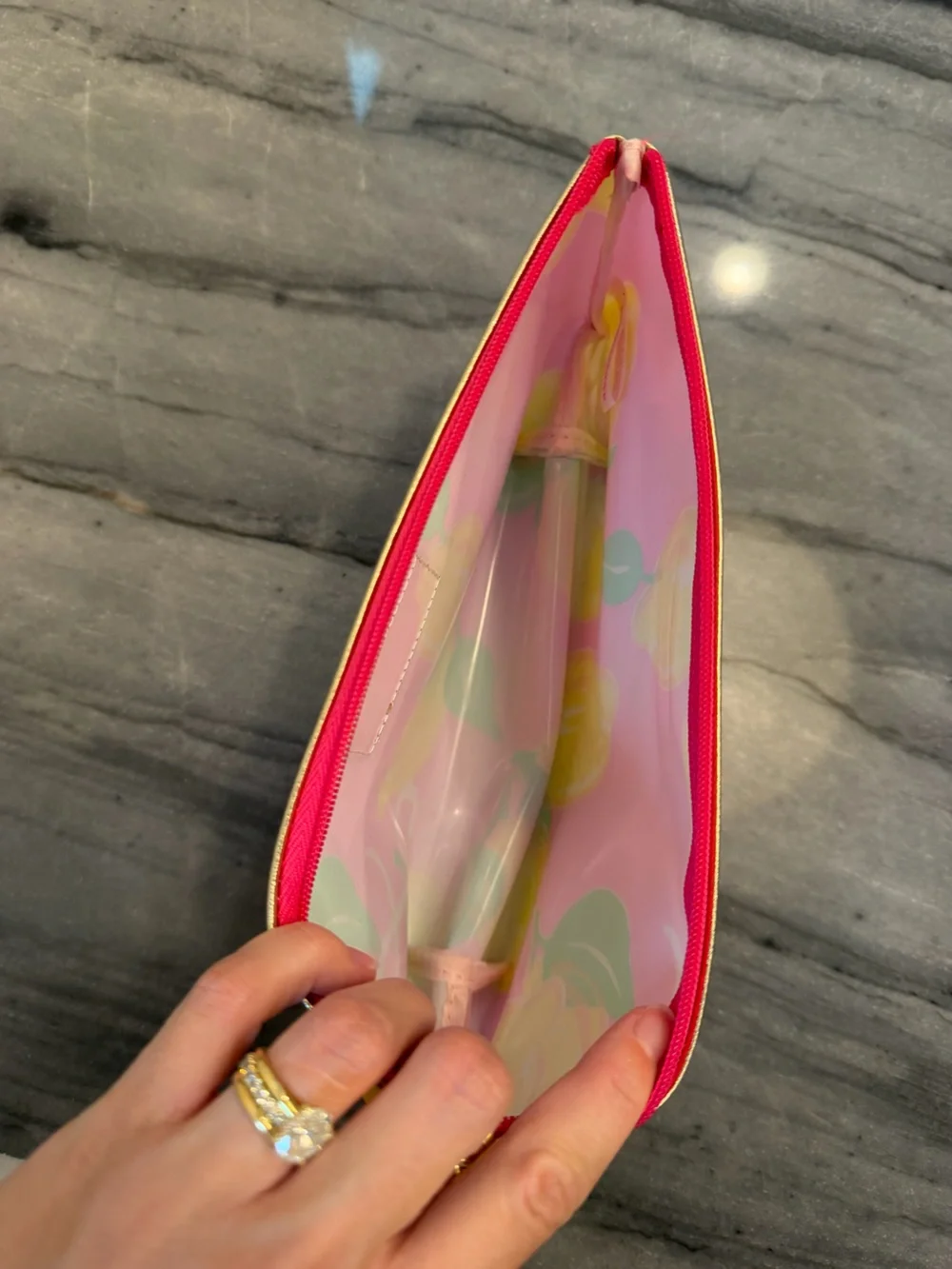 Lilly Pulitzer Estée Lauder Pink & Yellow Lemon Cosmetic Pouch